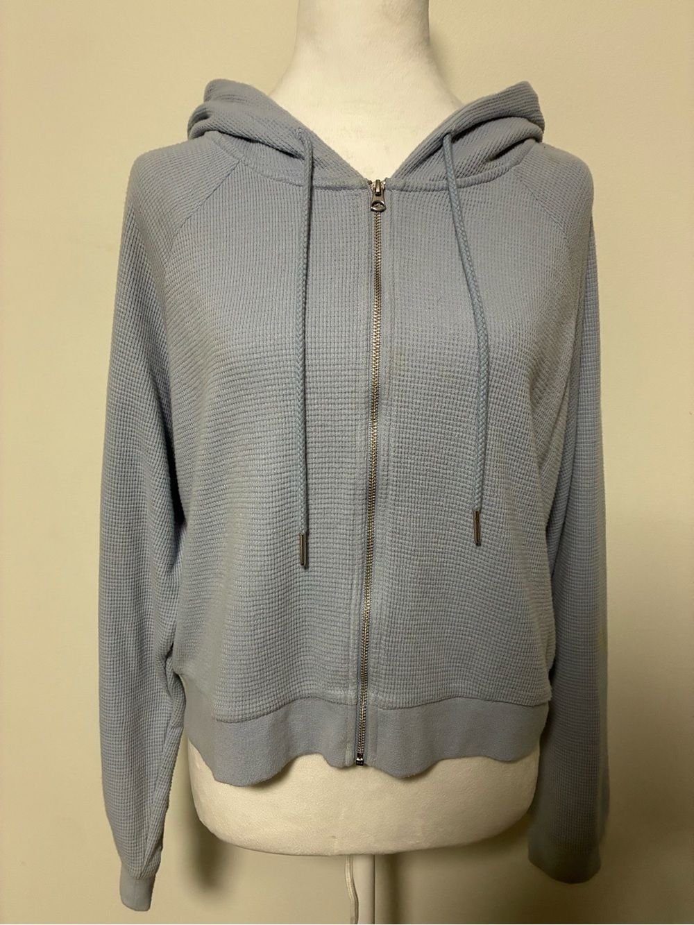 Dynamite Pale Blue Waffle Zip Hoodie